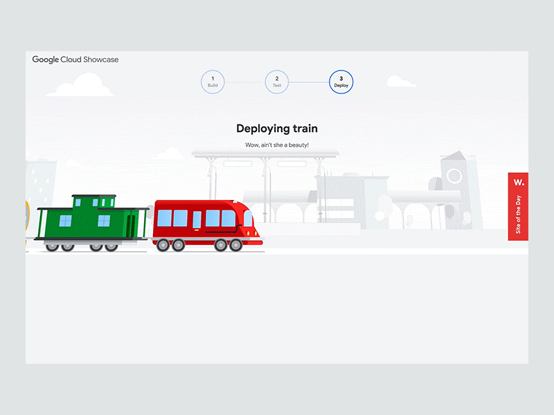 Life of Your Code (Google Cloud) - Deploying train section code deploy engines google cloud illustrations motion graphic trains ui design ux design web design websites