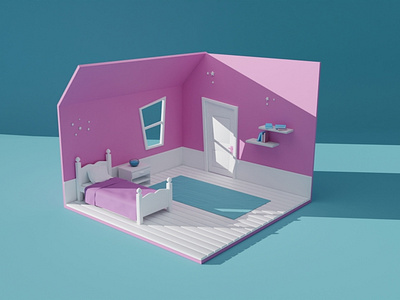 Low-poly Bedroom 3D model 3D model