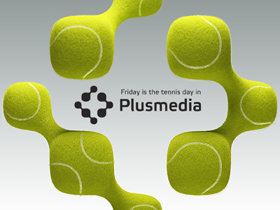 Friday is the tennis day in Plusmedia 3d logo render tennis