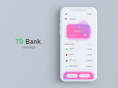 Bank App app app concept apple bank debit debit card design mobile redesign ui