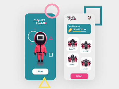 Squid Game UI Design animation app branding design game illustration logo squid squidgame ui ux vector website