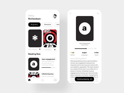 Audio Book App UI Design app audiobook audiobookapp audiobookappui bookui design dribble rikesh rikeshmaharjan trend ui uidaily uitrend uiux ux uxdaily uxui vector