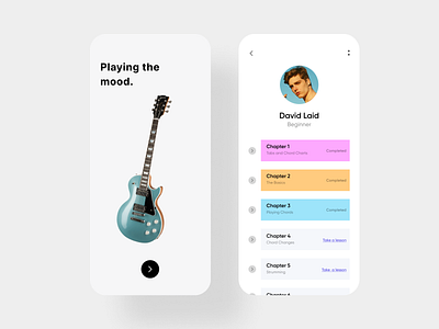 Guitar Learning App UI Design animation app branding design guitar guitarapp illustration logo mobileapp ui ux vector website