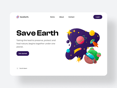 Save Earth Website Landing Page animation app branding design graphic illustration landingpage logo ui uiux ux uxui vector website website ui