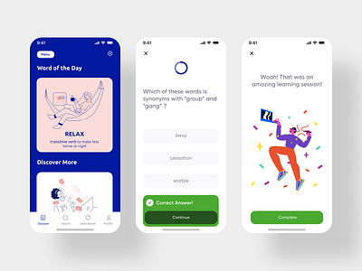 Vocabulary App UI animation app app ui branding design illustration logo minimal design minimal ui ui ux vector vocabulary app website word app