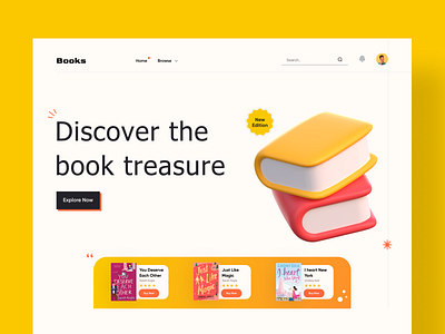 Book Store Landing Page animation app book book store books branding design education illustration logo minimal study ui ux vector website