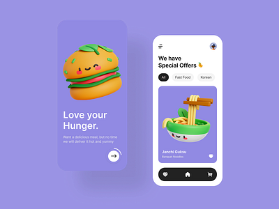 Food App 🍔 animation app branding delivery app design food food app illustration logo ui ux vector website