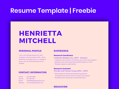 Freebie | Resume/CV Template Free Download canva cv free free download resume