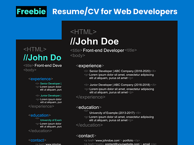 Freebie | Resume/CV Template for Web Developers cv design figma free freebies graphic design resume template