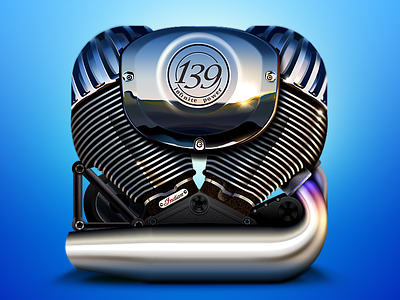engine icon app blue engine icon mechanics metal motobike realistic