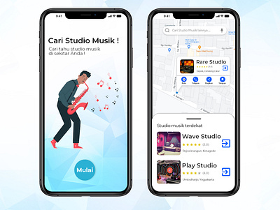 Studio Musik app application design find illustration logo music search studio ui