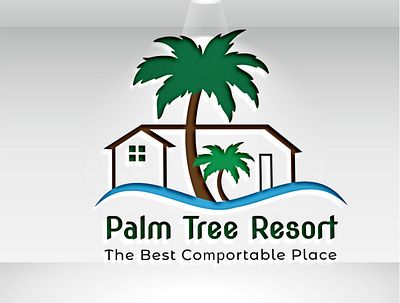 Palm Tree Resort Logo beach house beach resort comportable creative logo design hotel home hotel logo hotel resort house logo illustration modern logo palm palmtree photoshop place resort resort logo rest house