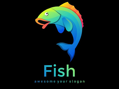Colorful fish logo animation design icon illustration logo minimal vector