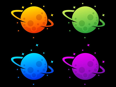 planet saturn logo colorful design branding colorful design icon illustration logo saturn space vector