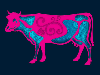 Liquified - The Pink Cow acrylic colorful cow graphics