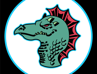 Aquatic RedFin creature dragon stylized