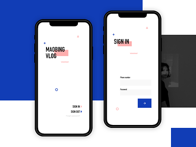 Welcome page and sign in page app design falt iphonex lettering signin signup type typography ui ux web