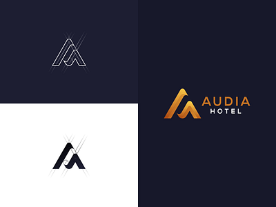 audia hotel abstract alphabet creative icon letter logo modern typography ux vector