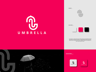 LETTER U FOR UMBRELLA LOGO abstract background branding creative design letter logo modern typography vector