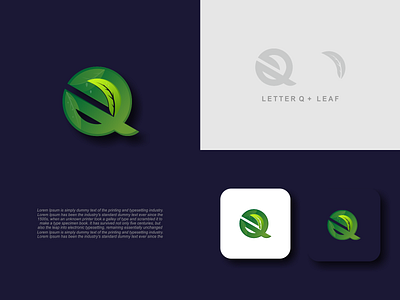 Q leaf logo abstract creative custom logo design interior leaf logo letter letter logo letter mark monogram letter q logo modern typography vector