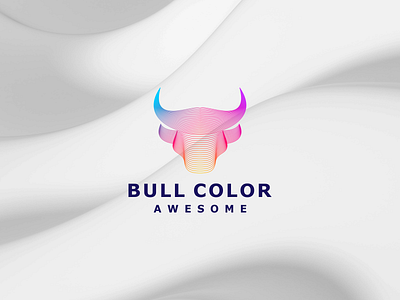 Bull color line art logo