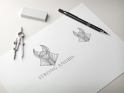 Strong Anubis line art logo design