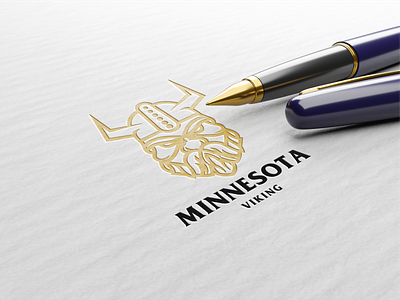 Minnesota Viking line art logo design