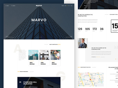 Marvo Construction Company Website architect architecture architecture design brand design brand identity clean ui construction construction company constructor hero image house design landing page design minimal minimalist modern modern architecture modern design responsive web design uiux design web design