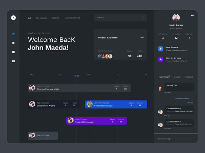 Project Management & Team Management Dashboard | Dark mode