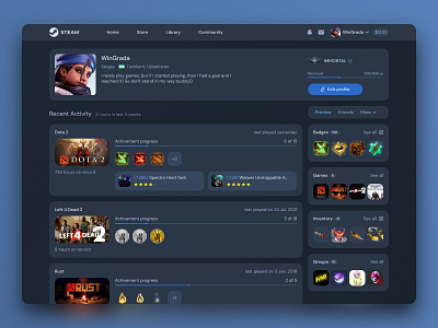 Steam dashboard