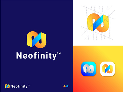 Neofinity modern logo concept 2020 trends abstract apps icon brand identity business logo colorfull creative logo gradient logo grid system illustrator infinity lettermark logotype modern logo n letter logo neo symbol trandy vector