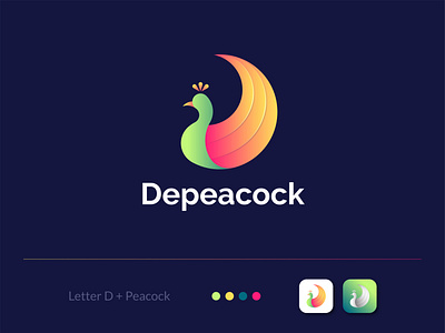 Depeacock Logo for Branding 2021 trend abstract logo apps icon brand identity business logo combination mark creative logo d letter depeacock gradient logo iconic logo illustrator lettermark logotype modern logo peacock pictogram pictorial mark simple and clean symbol