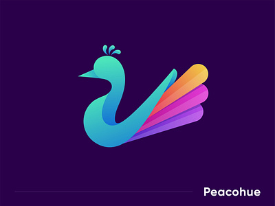 Peacohue Colorful Logo Design 2021 trend abstract logo apps icon brand identity colorfull creative gradient logo hue iconic illustrator logofolio logotype modern logo peacock peacohue pictogram pictorial mark simple and clean symbol icon trendy logo