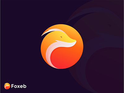 Foxeb | Modern Pictorial Mark Logo animal apps icon brand identity business logo character circle creative logo fire fox foxeb gradient logo mascot modern logo pictorial mark read and orgone simple and clean storng walf web logo wild