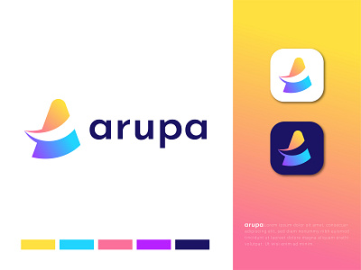 Arupa | Letter A | Modern Abstract | Logo Mark abstract logo alphabet apps icon arupa brand identity business logo clea corporate creative logo design financial investment geometric gradient logo letter a lettermark logomark modern logo simple and clean strong symbol