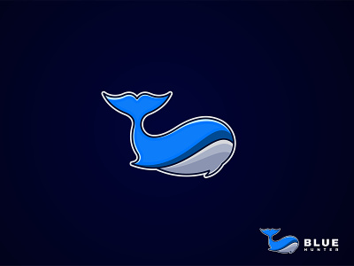 Blue Hunter | Simple Mascot Logo animal big fish big whale blue hunter blue whale brand identity branding characters creative logo killer large orca river sea shark simple mascot sketch swim water whale