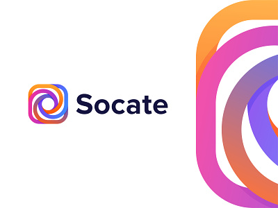 Socate | Modern Logo Mark | Social Gate Logo Concept abstract logo apps icon brand identity branding connect connection creative logo gradient logo graphic design internet modern logo network online party people social gate social media studio unity visual identity