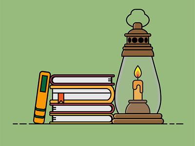 Light of Knowledge book vector books flat vector illustrator knowledge light minimal illustration oil lamp