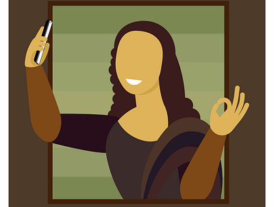 21st Century Mona Lisa famous painting flat illustration illustrator minimal monalisa paintings selfie selfie vector vector flat