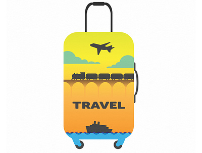 Travel the world bag vector flat vector illustrator travel bag travel day travel illustration travelling trolley bag
