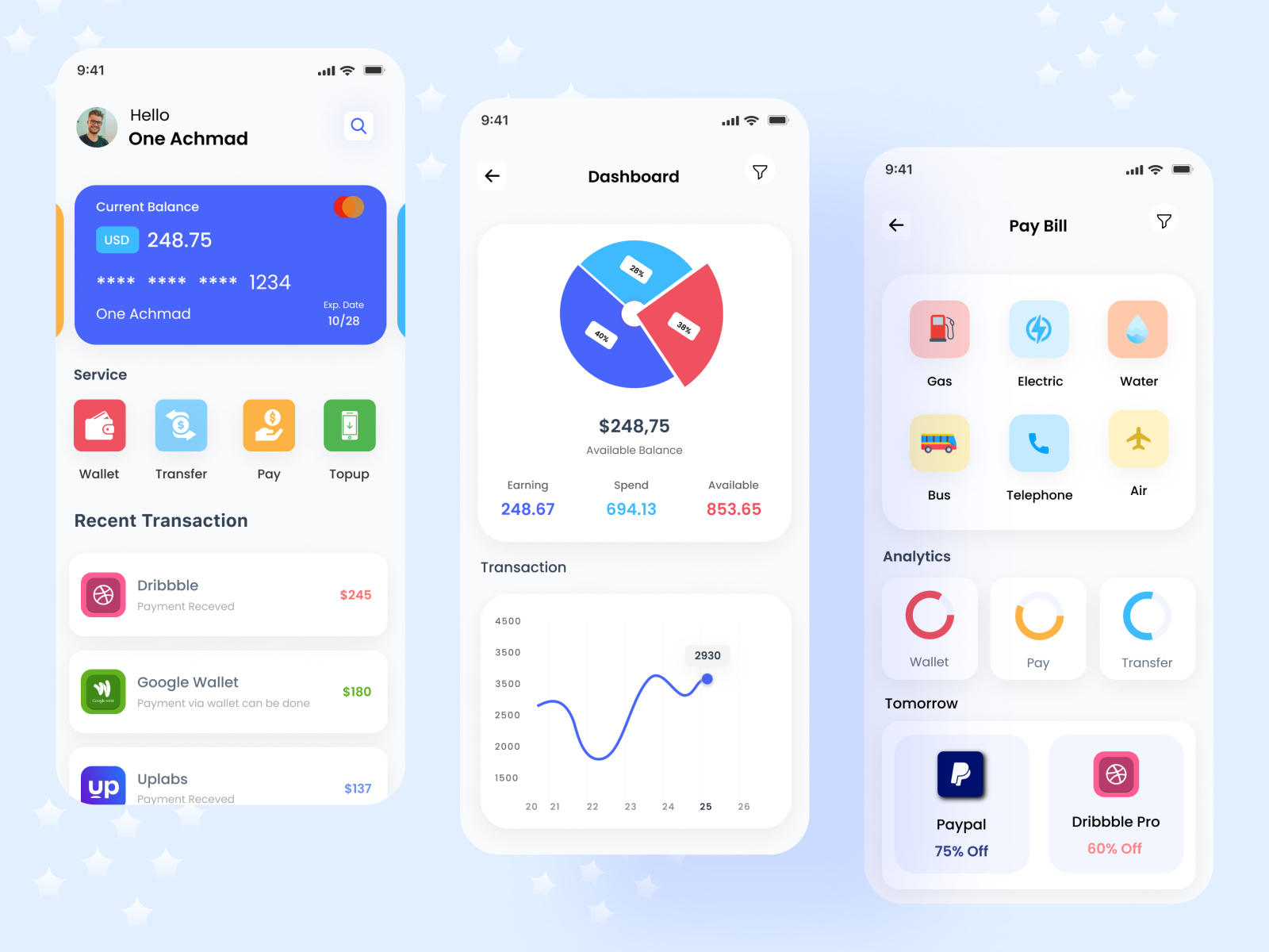 Digital Wallet UI App by Tofajjal Mirza on Dribbble