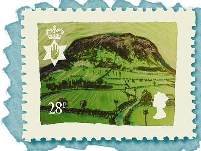 Mount Slemish, Northern Ireland, postage stamp illustration brush pen illustration landscape landscapes marker pen postage stamp stamp