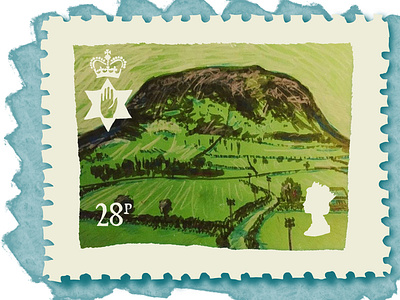 Mount Slemish, Northern Ireland, postage stamp illustration