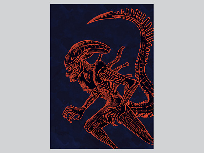 The Xenomorph artistic black blue colourful digital digital illustration digitalart drawing graphic illustration ipad pro procreate red