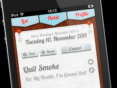 MyNewHabit screenshot of the main window. app ios iphone mynewhabit