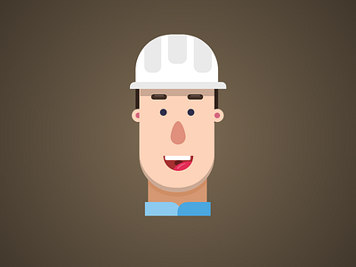 Worker with white helmet character flat design