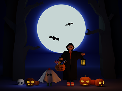 Happy Halloween 3dart 3dcharacter 3dillustration blender3d character design fridony graphicdesign halloween illustration