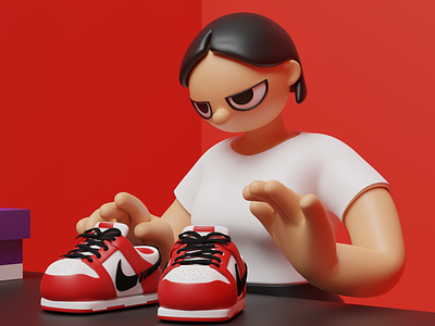 Sneaker Mania 3dart 3dcharacter 3dillustration blender3d character design fridony graphicdesign illustration