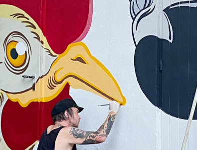 Bird Mural acrylics birds chicken illustration illustrator mural painter parrot public art stay gold grafix streetart urban urban art wallpainting