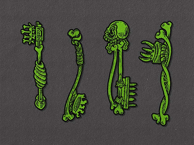 Skeleton Keys Inktober artwork austrian illustrator bones comic gothic illustration illustrator keys merchandise procreate punkrock skatebboard skateboard design skeleton key